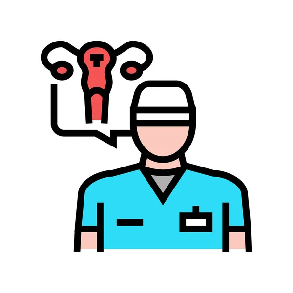 Gynecolog doctor color icon vector illustration sign — 스톡 벡터
