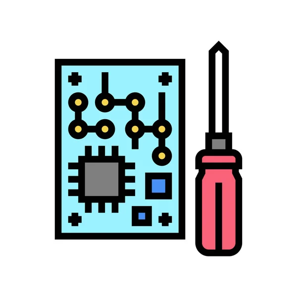 Microchip hacer geek color icono vector ilustración — Archivo Imágenes Vectoriales