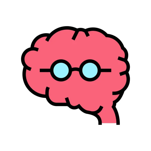 Cerebro geek color icono vector signo de ilustración — Vector de stock