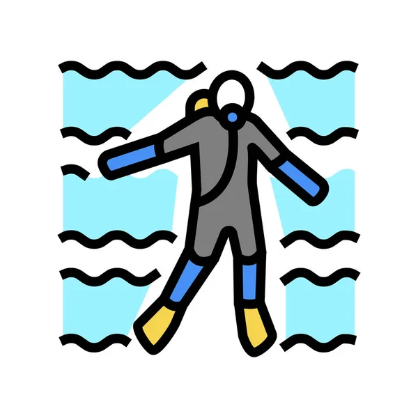 Taucher Schwimmen Unterwasser Farbe Symbol Vektor Illustration — Stockvektor