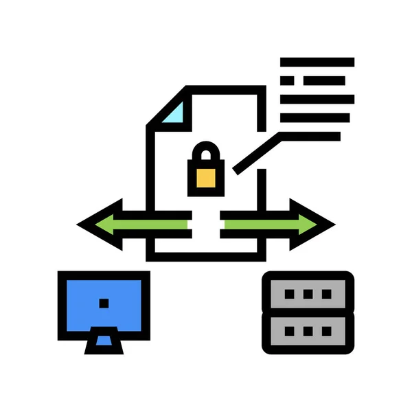 Immagine vettoriale dell'icona a colori del server di caricamento file sicuro — Vettoriale Stock
