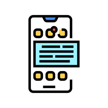 Telefon görüntüleme renk ikonu vektör illüstrasyonundaki görevler