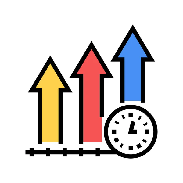 Crescimento produtividade cor ícone vetor ilustração sinal — Vetor de Stock