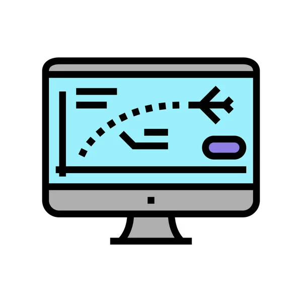 Flygbana dator simulator färg ikon vektor illustration — Stock vektor