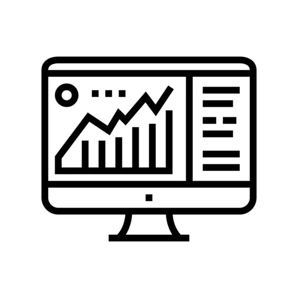 Infográfico na ilustração do vetor do ícone da linha de exibição do computador —  Vetores de Stock