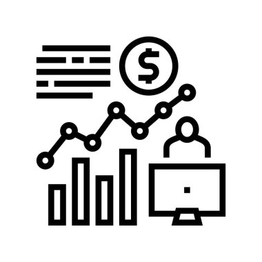 Yönetici pazar araştırma çizgisi vektör illüstrasyonunu yapıyor
