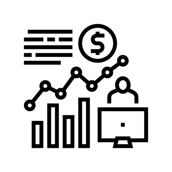 Manager maken van markt onderzoek lijn pictogram vector illustratie — Stockvector