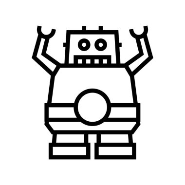 Robotik inek çizgi ikon vektör illüstrasyon işareti