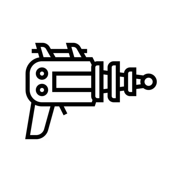 Arma futurista geek línea icono vector ilustración — Vector de stock