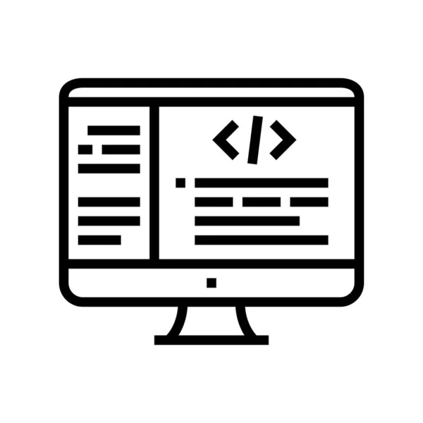Codificación código geek línea icono vector ilustración — Archivo Imágenes Vectoriales