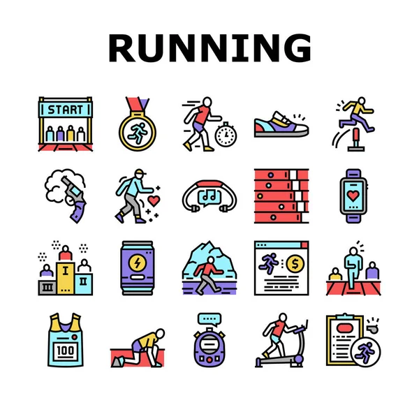 Running Athletic Sport Collection Ikony zestaw wektor — Wektor stockowy