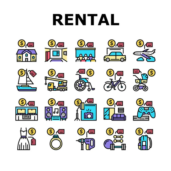 Rental Service Business Collection Icons Set Vektor — Stockvektor