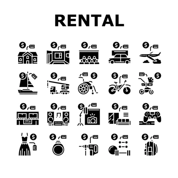 Rental Service Business Collection Icons Set Vektor — Stockvektor