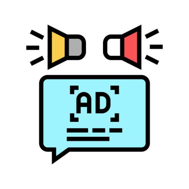 reklam ses tanıtım renk ikonu vektör illüstrasyonu