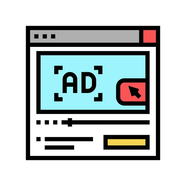 Video reklam renk ikonu vektör illüstrasyon işareti — Stok Vektör