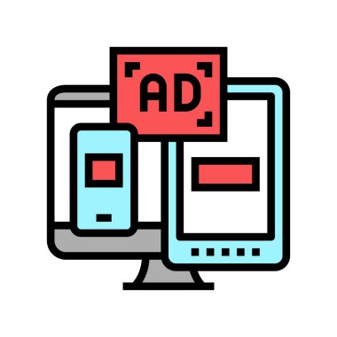 ad on computer phone and tablet tablet renk ikonu vektör illüstrasyonu