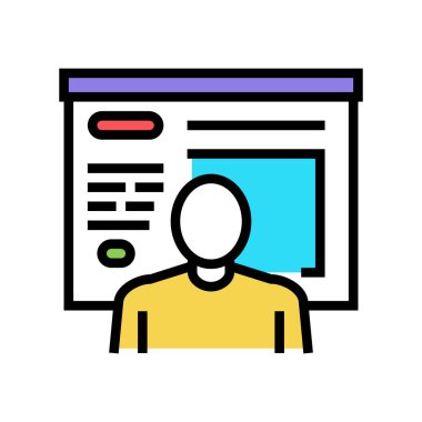 İnsan sunum renk ikonu vektör illüstrasyon işareti