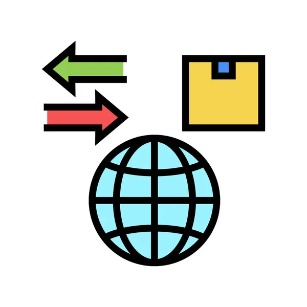 Welt Import und Export Farbe Symbol Vektor Illustration — Stockvektor