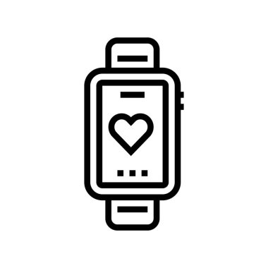 kalp ritmi saat çizgisi ikon vektör çizimi