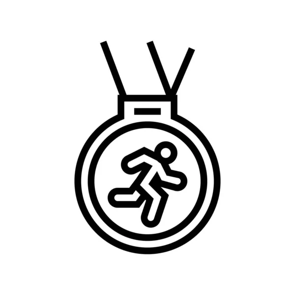 Medalha corredor prêmio linha ícone vetor ilustração — Vetor de Stock