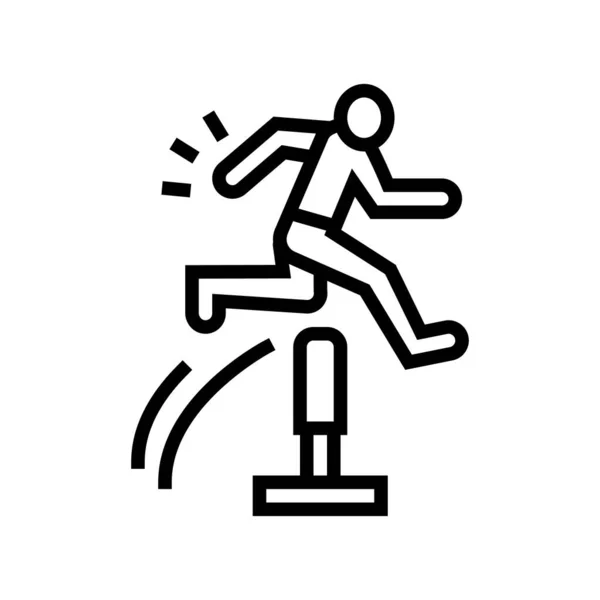 Correre e saltare linea icona vettoriale illustrazione — Vettoriale Stock