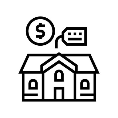 ev binası kiralama hattı ikon vektör çizimi