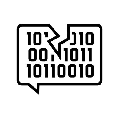 Hacklenen parola ikili kod satırı ikon vektör illüstrasyonu