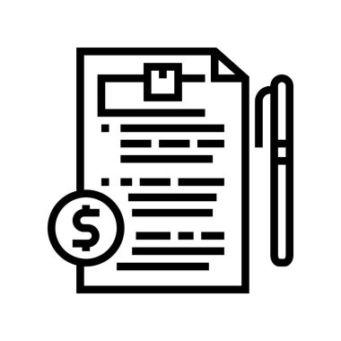 dağıtım sözleşmesi imza çizgisi ikon vektör çizimi