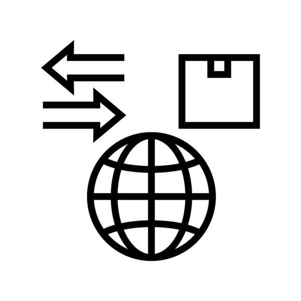 Illustration vectorielle d'icône de ligne d'importation et d'exportation mondiale — Image vectorielle