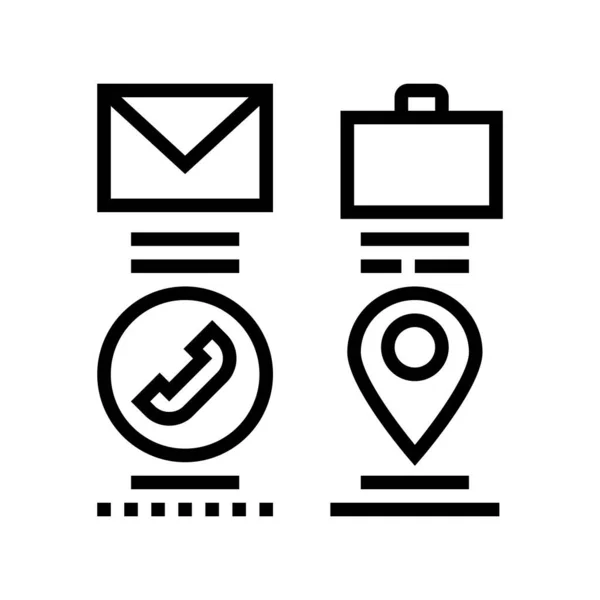 Correo, llamada de negocios y la línea de ubicación icono de ilustración vectorial — Archivo Imágenes Vectoriales