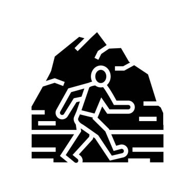 kış çalışan glyph simgesi vektör illüstrasyon işareti