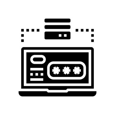 sunucu dizüstü parola girişi simge vektör illüstrasyonu