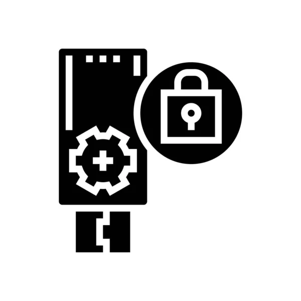 Flash drive contraseña glifo icono vector ilustración — Vector de stock