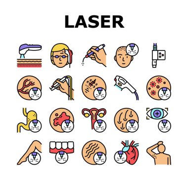 Laser Therapy Service Collection Icons Set Vector clipart