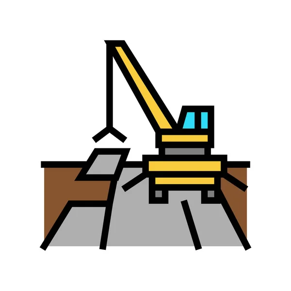Grúa carretera construcción color icono vector ilustración — Vector de stock