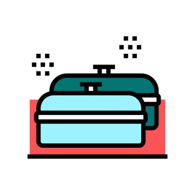 Yemek pişirme renk ikonu çizimi için mutfak gereçleri