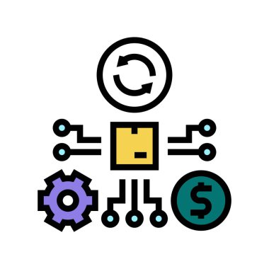 Üretim ve satış süreci renk vektör illüstrasyonu