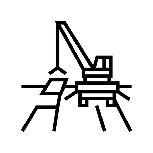 Grúa carretera construcción línea icono vector ilustración — Archivo Imágenes Vectoriales