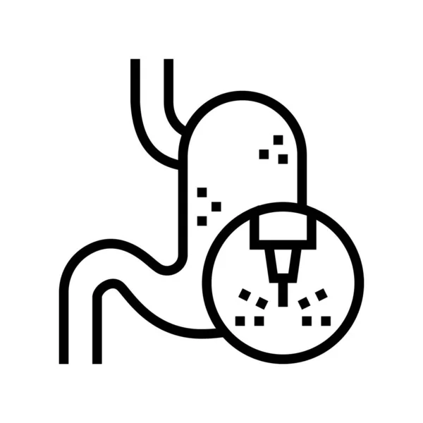 Illustrazione vettoriale dell'icona della linea di trattamento medico laser dello stomaco — Vettoriale Stock