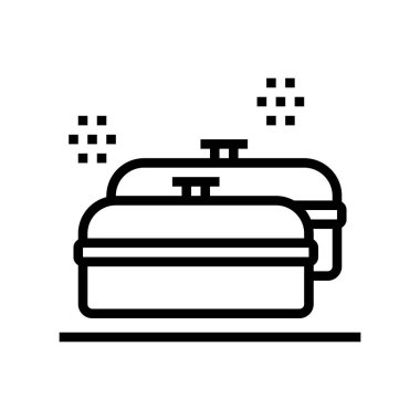 Yemek çizgisi ikon vektör çizimi için mutfak malzemesi
