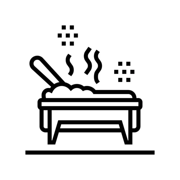 Gekochte Mahlzeit in Catering-Schüssel Linie Symbol Vektor Illustration — Stockvektor