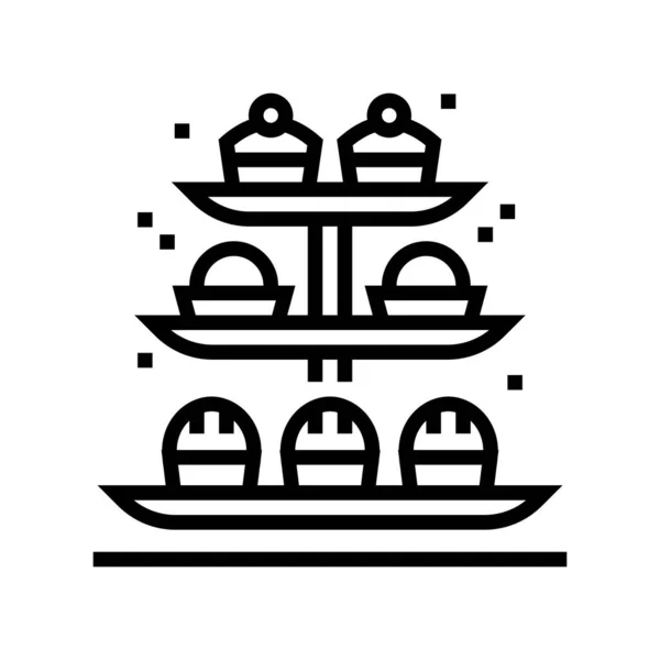 Desserts auf Tray Line Icon Vektor Illustration — Stockvektor