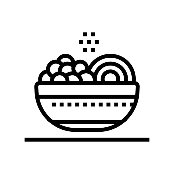 Mahlzeit Gericht Linie Symbol Vektor Illustration — Stockvektor