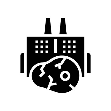 Et fabrikası kabartma ikonu vektör illüstrasyonuName