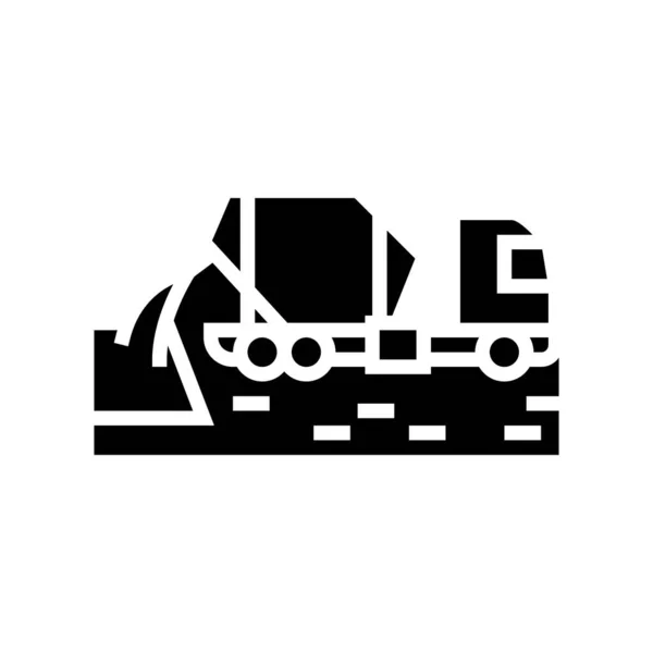 Concrete mixer truck glyph icon vector illustration — Stock Vector