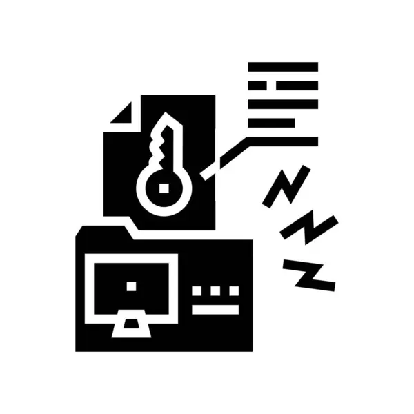 Elektroniczny klucz hacking glif ikona wektor ilustracja — Wektor stockowy
