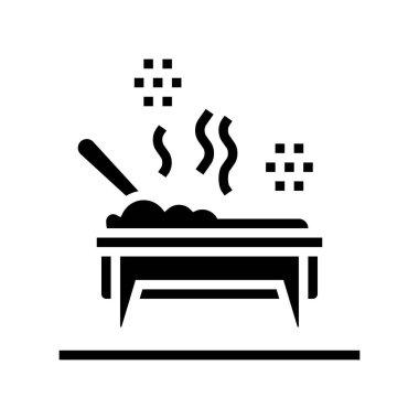Yemek servisi kabartma sembolü vektör illüstrasyonunda pişirilmiş yemek