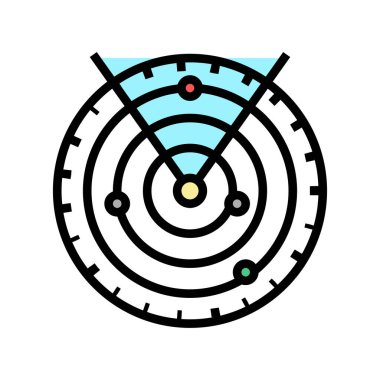 Havaalanı hava trafik kontrol sistemi renk vektör illüstrasyonu