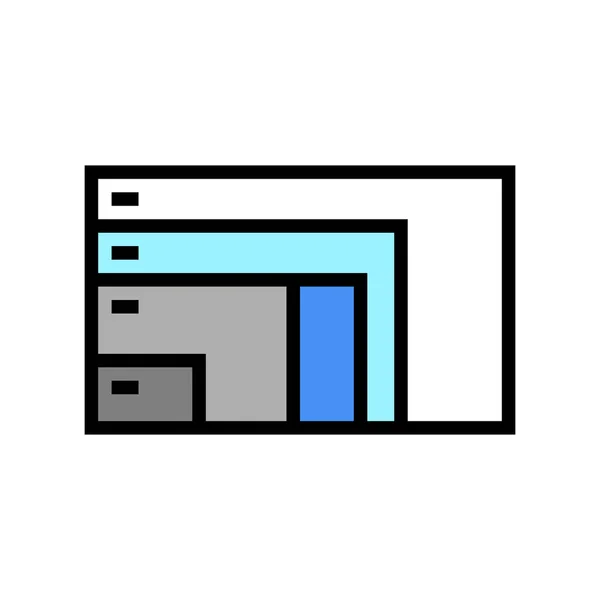 Unterschiedliche Auflösung und Diagonale des Computermonitors Farb-Icon-Vektordarstellung — Stockvektor