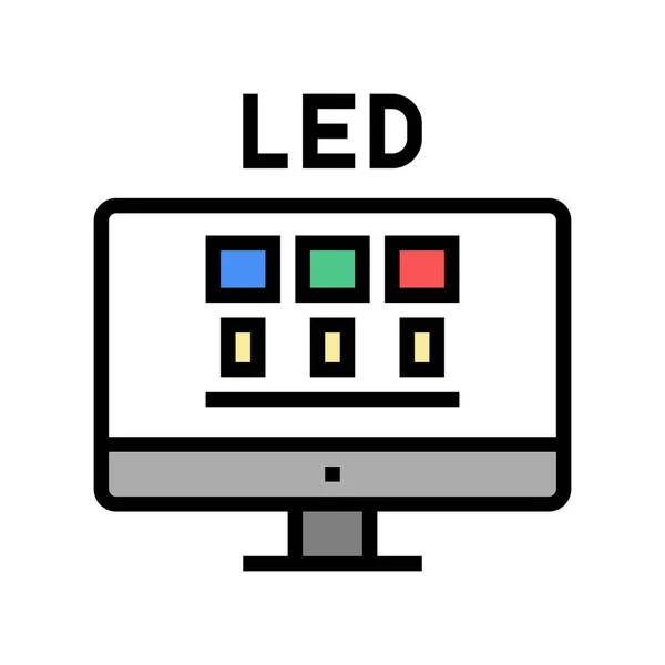 Illustration vectorielle d'icône de couleur de moniteur d'ordinateur mené — Image vectorielle